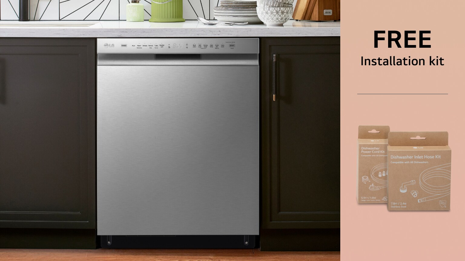 Get a free installation kit with eligible LG Dishwasher